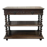 Henry II late 19th century oak serving trolley - top opens into a dresser