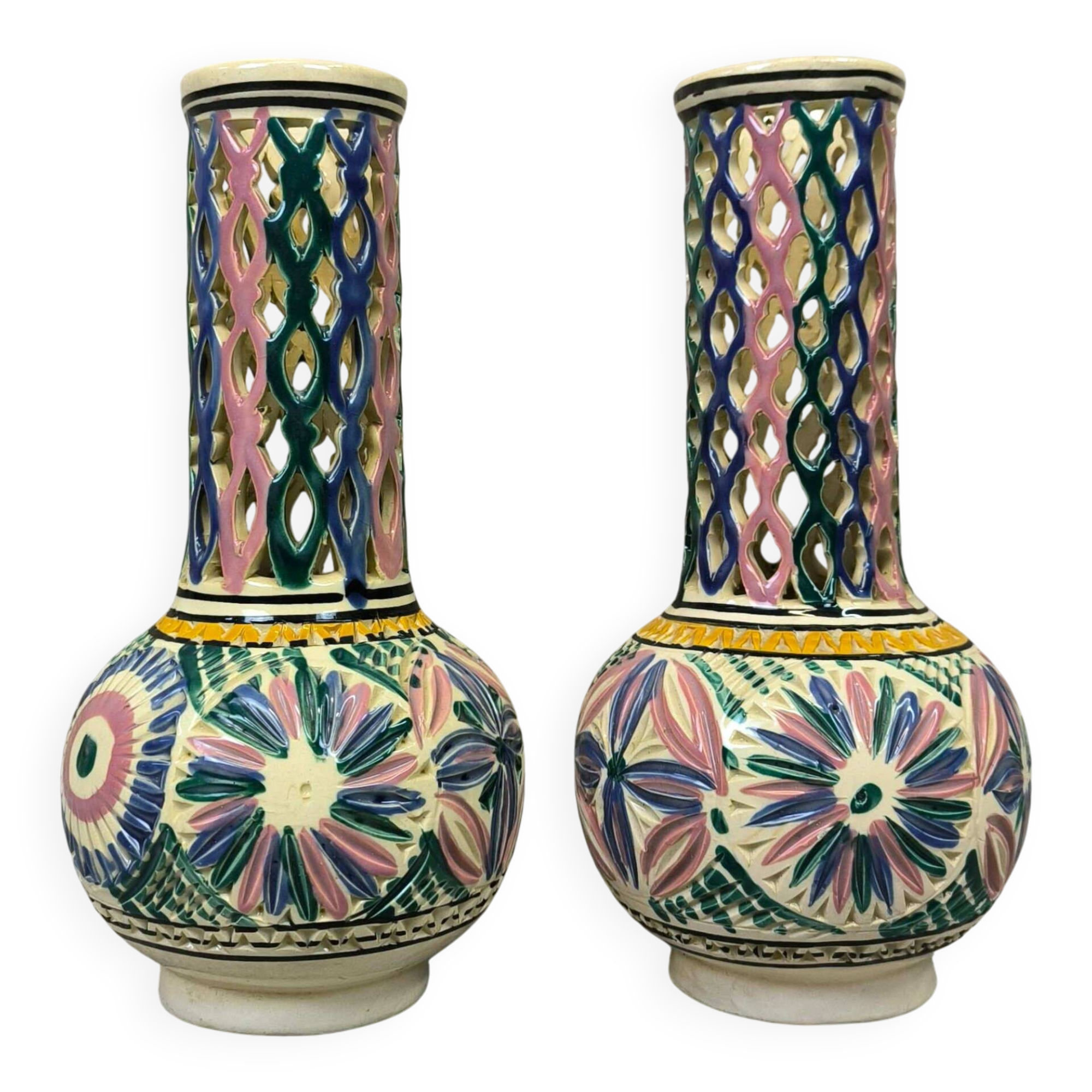 Pair of vintage openwork vases