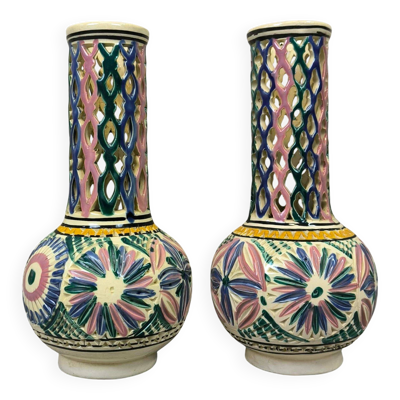 Paire de vases ajourés vintage