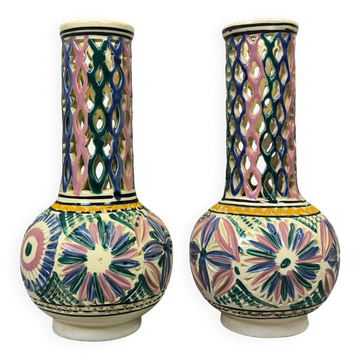 Paire de vases ajourés vintage