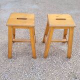 Pair of wooden stools from Gare 1950s