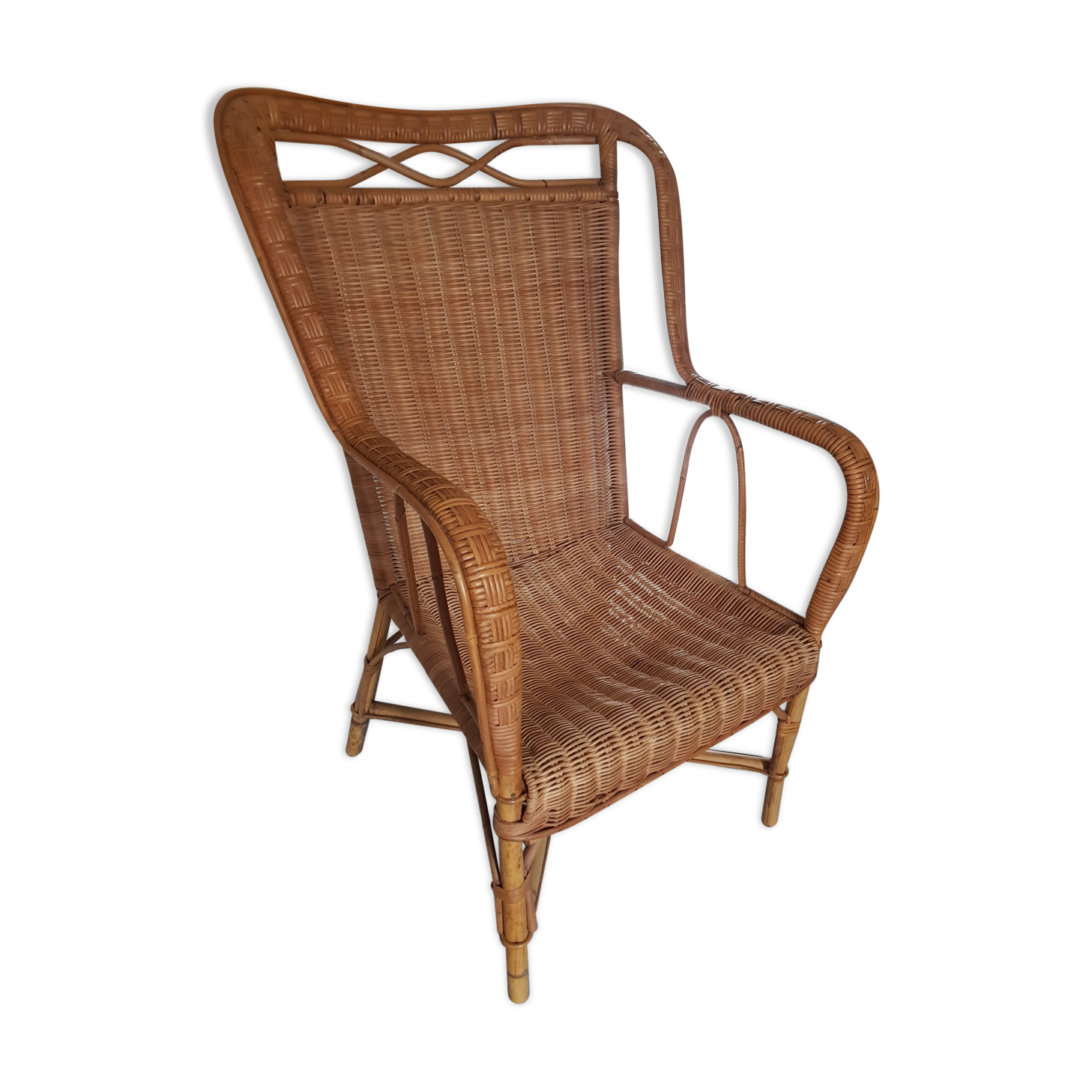 Fauteuil rotin 1950 circa
