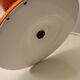 Lampe de table en métal orange et verre, vers 1960