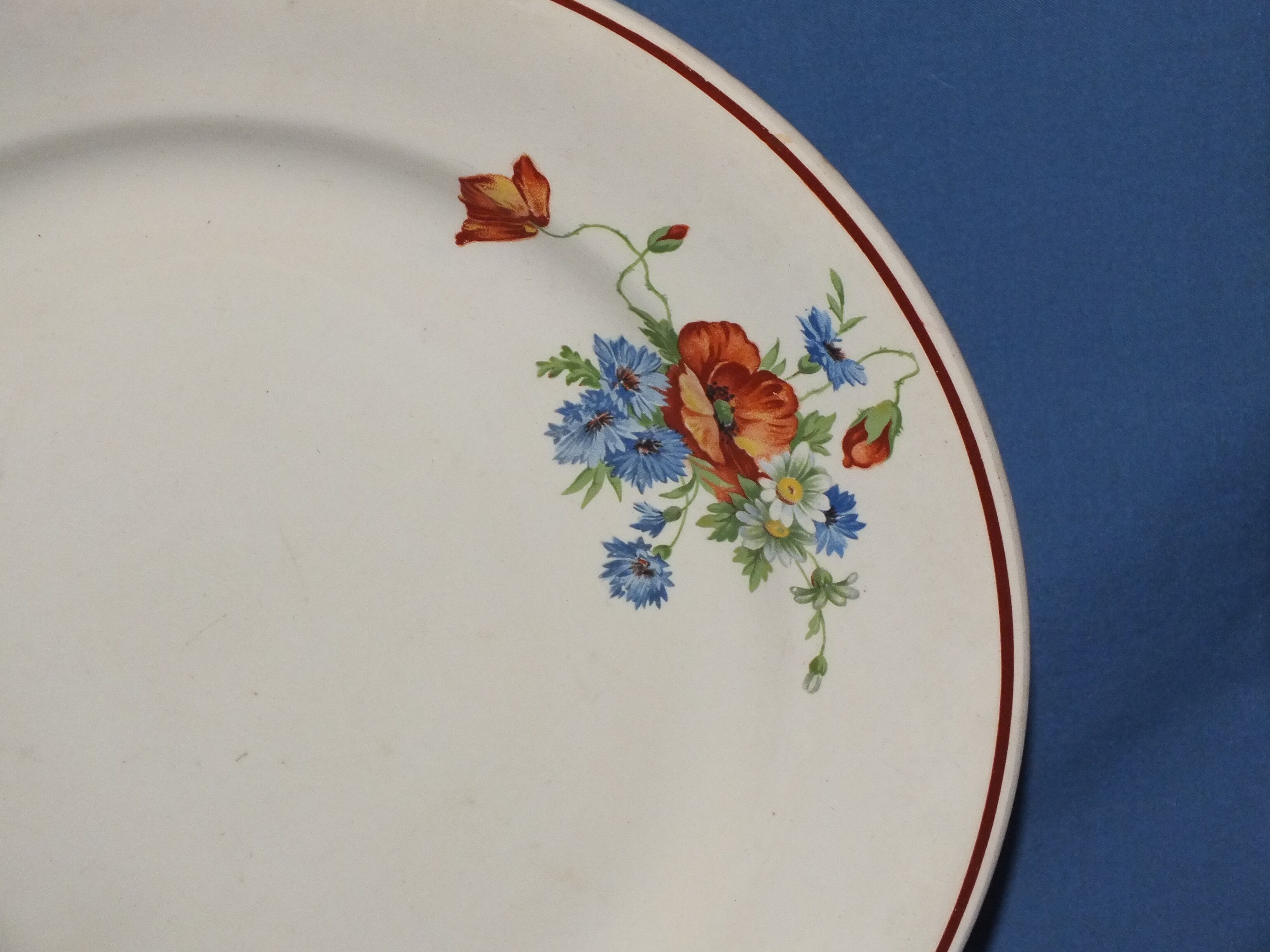 Vintage round dish in earthenware from Salins France - 27.5 cms