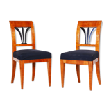 Pair of Biedermeier dining chairs made in Czechia circa 1830s. Restored Cherry.