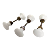 Set of 3 white porcelain door handles
