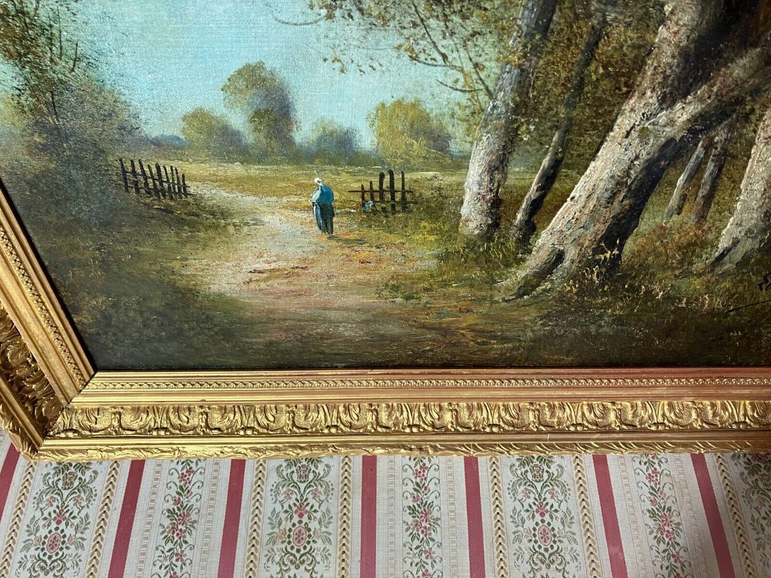 Barbizon School signed, 19th century oil on canvas representing a landscape