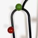 Metal coat rack with wooden balls and scoubidou from the 1960s.