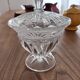 Cut crystal bonbonnière from Bohemia on a pedestal with a lid.