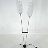 1970s chrome & wood floor lamp, restored , czechoslovakia