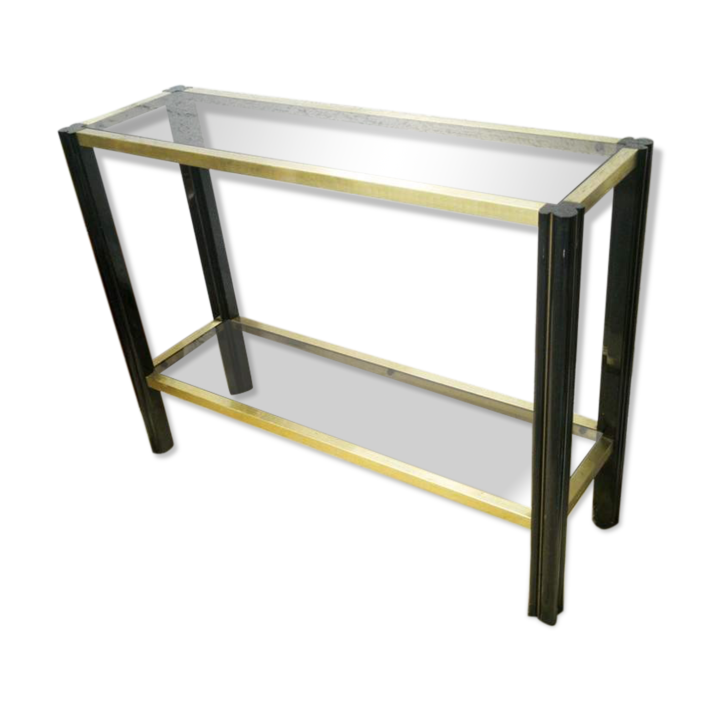 Vintage wooden console and smoked glass