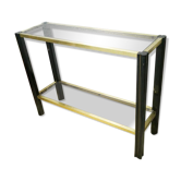 Vintage wooden console and smoked glass