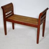 Empire wickerwork bench Antique style wickerwork walnut bench