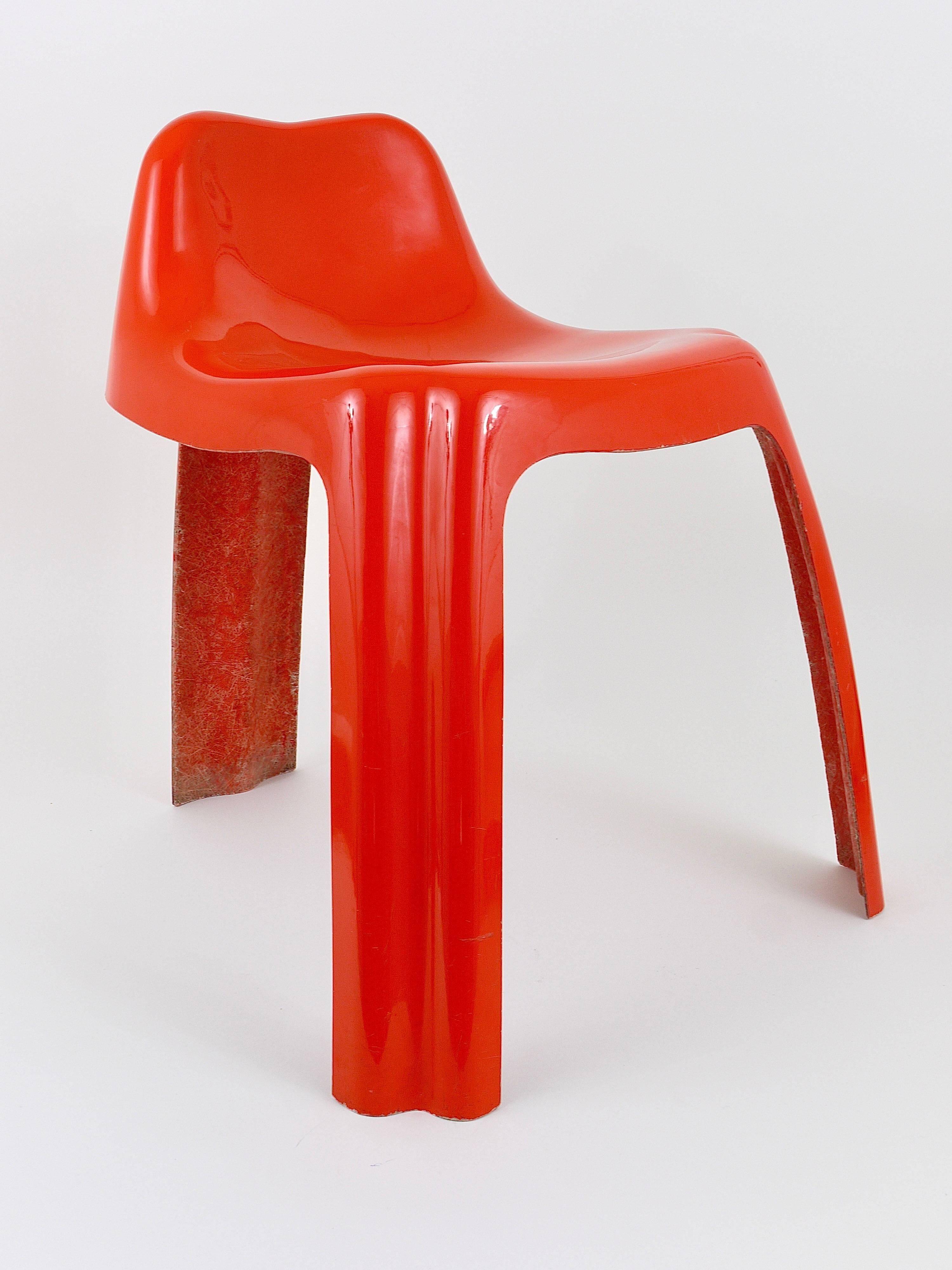 Chaise Patrick Gingembre Ginger Orange en Fibre de Verre Ginger, Paulus, France, années 1970