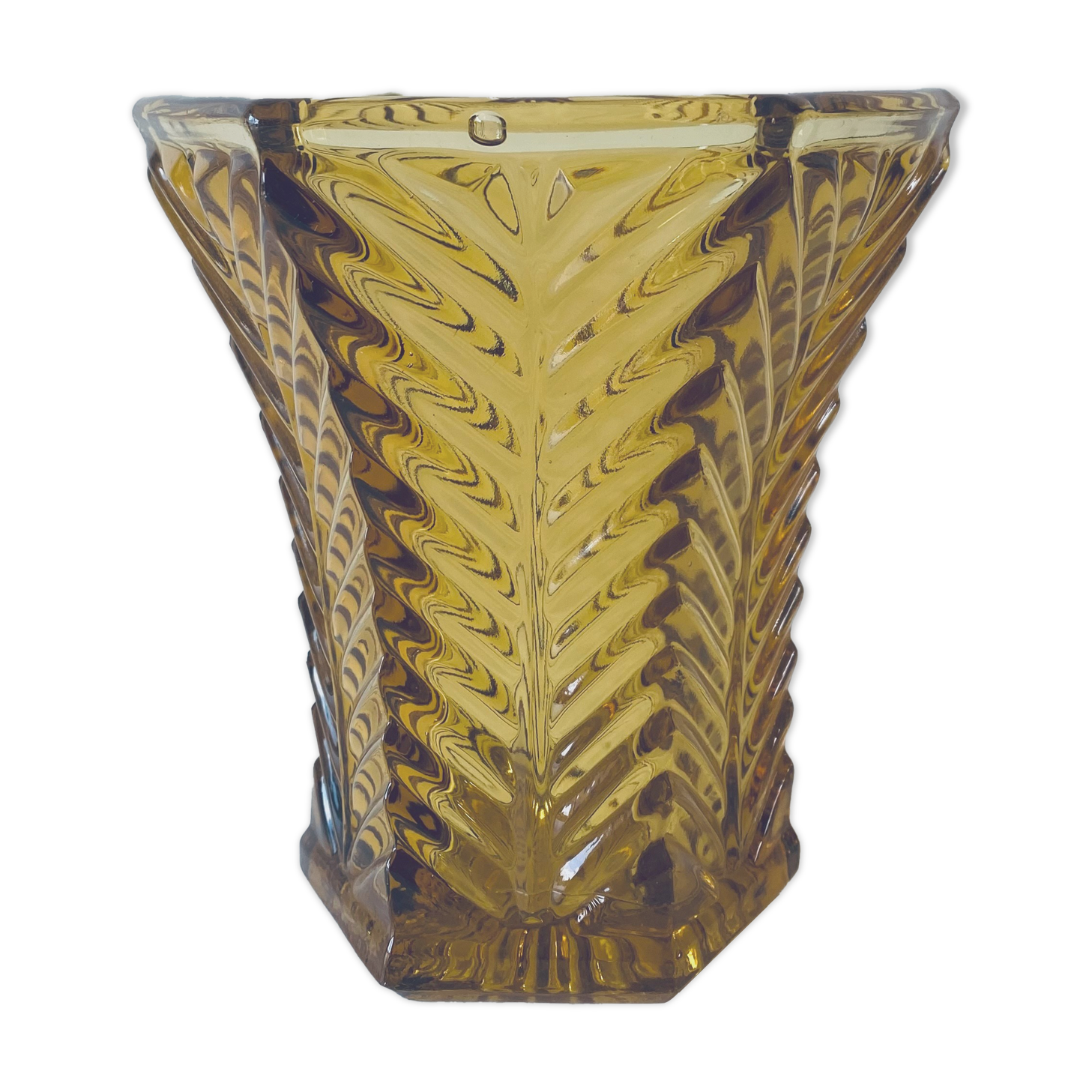 Old amber glass vase