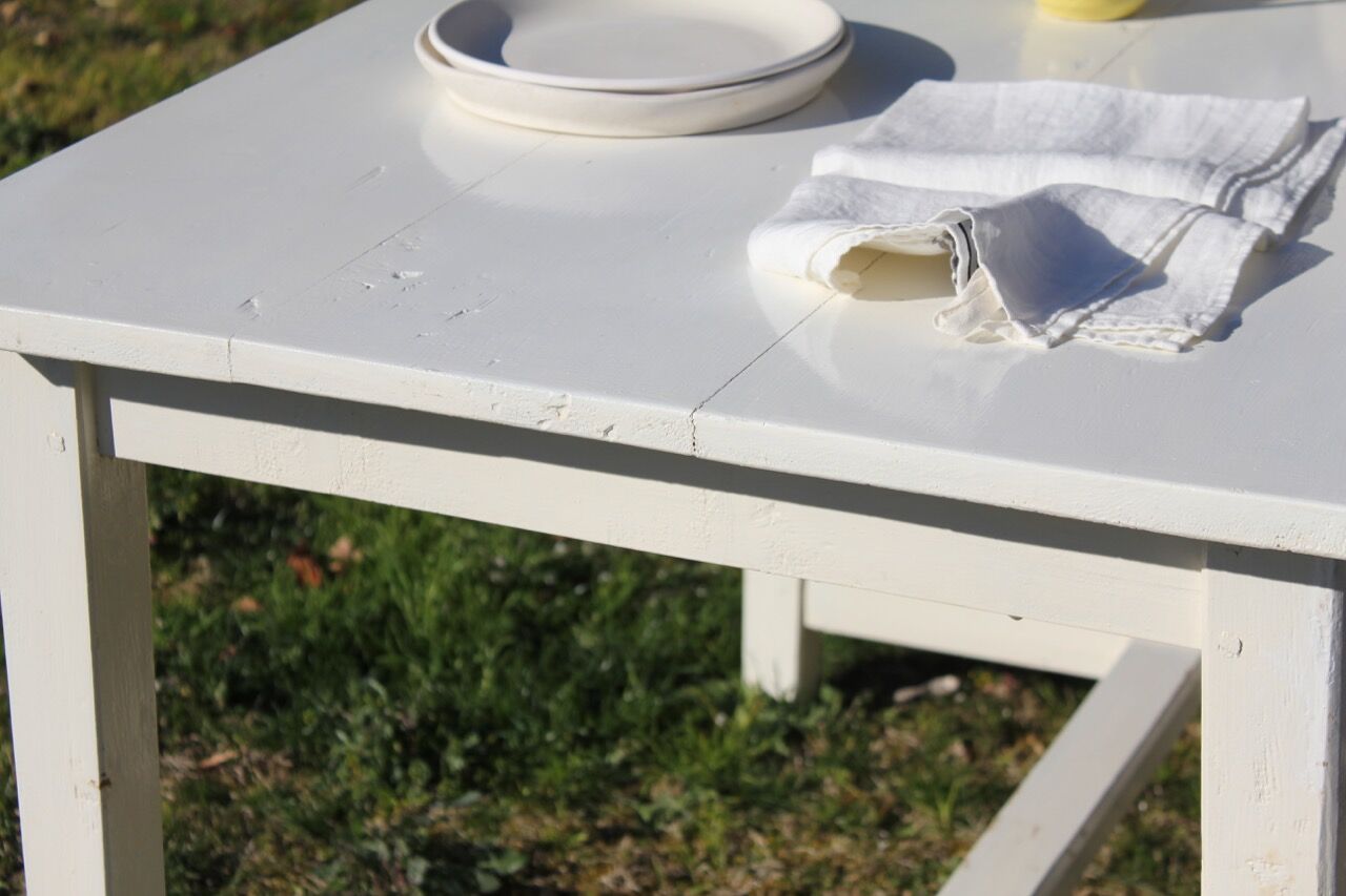 Patina white farm table