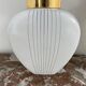 Pair of vintage wall lights from the 60s-70s in striped opaline glass and gilded brass.