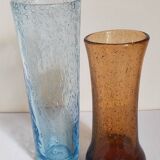 Duo de vases en verre soufflé de Biot vintages