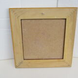 Square mirror frame carved natural wood