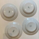 Set of 4 hollow plates, foliage decorations, Manufacture de St-Amand-les-Eaux