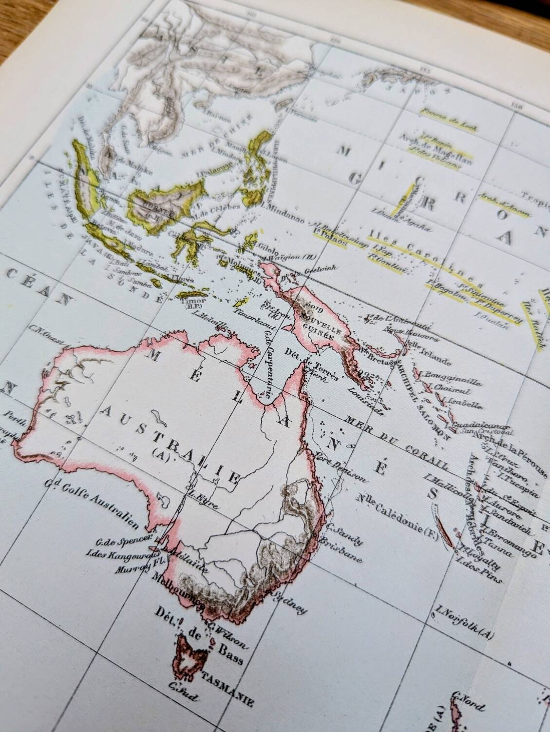 Oceania, Vintage Map, 1887, Authentic.
