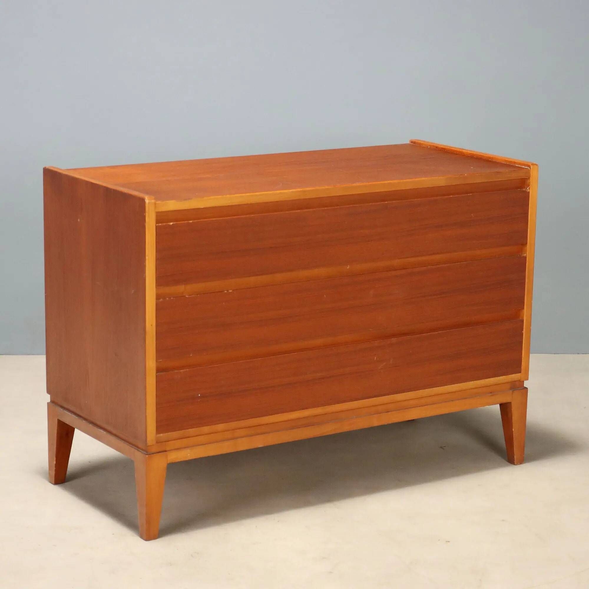 Commode vintage en teck à 3 tiroirs, design Italie, années 1960