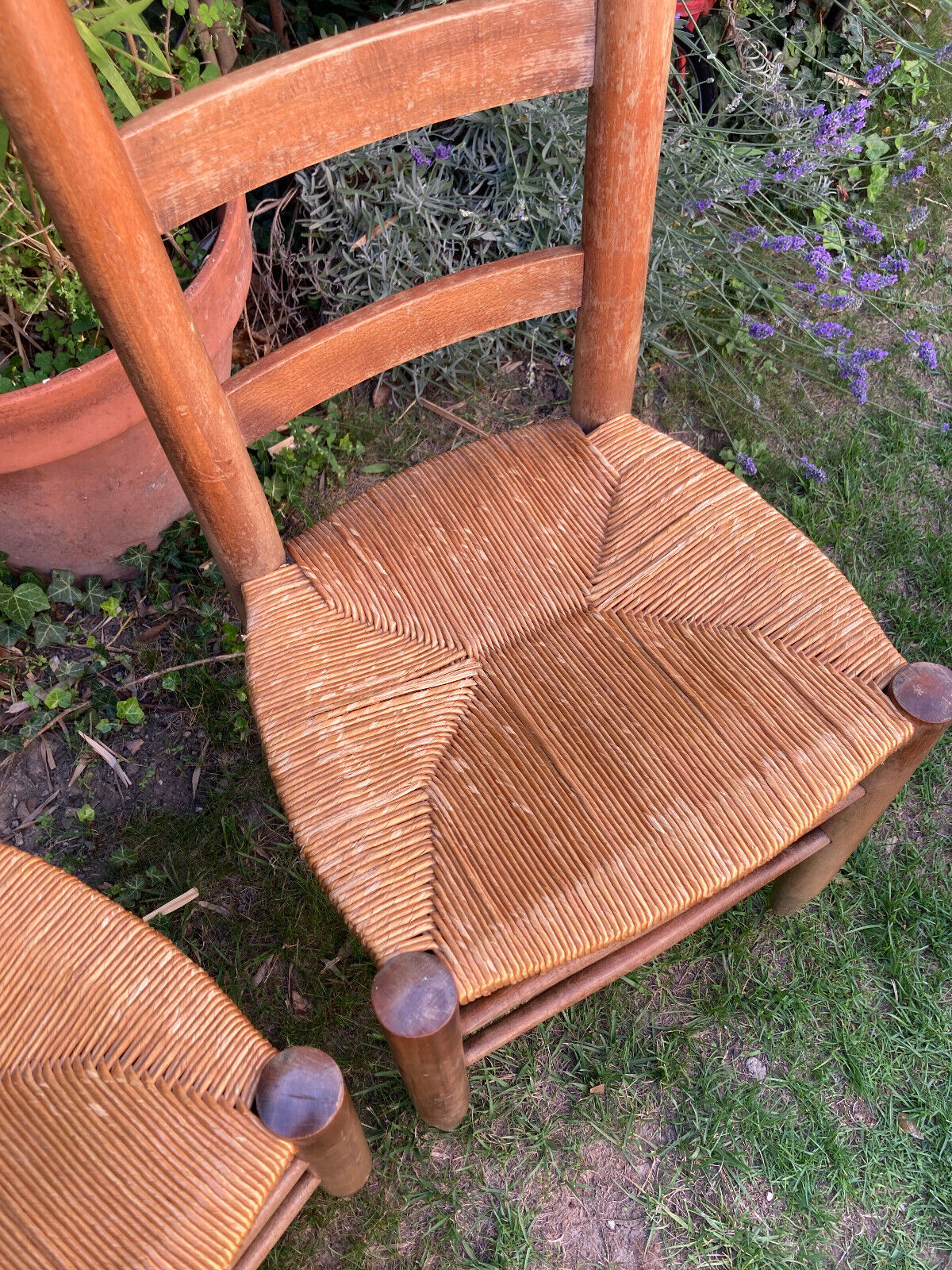 Pair of straw chairs