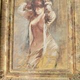 Huile sur panneau bois portait de femme
