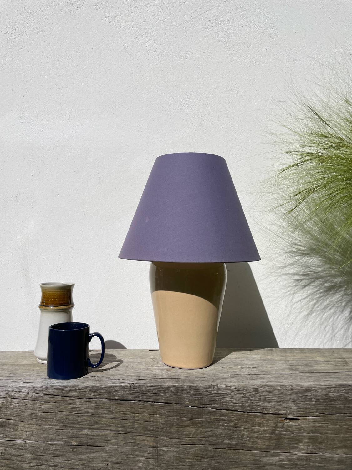 Beige ceramic lamp, Brussels factory, 1990