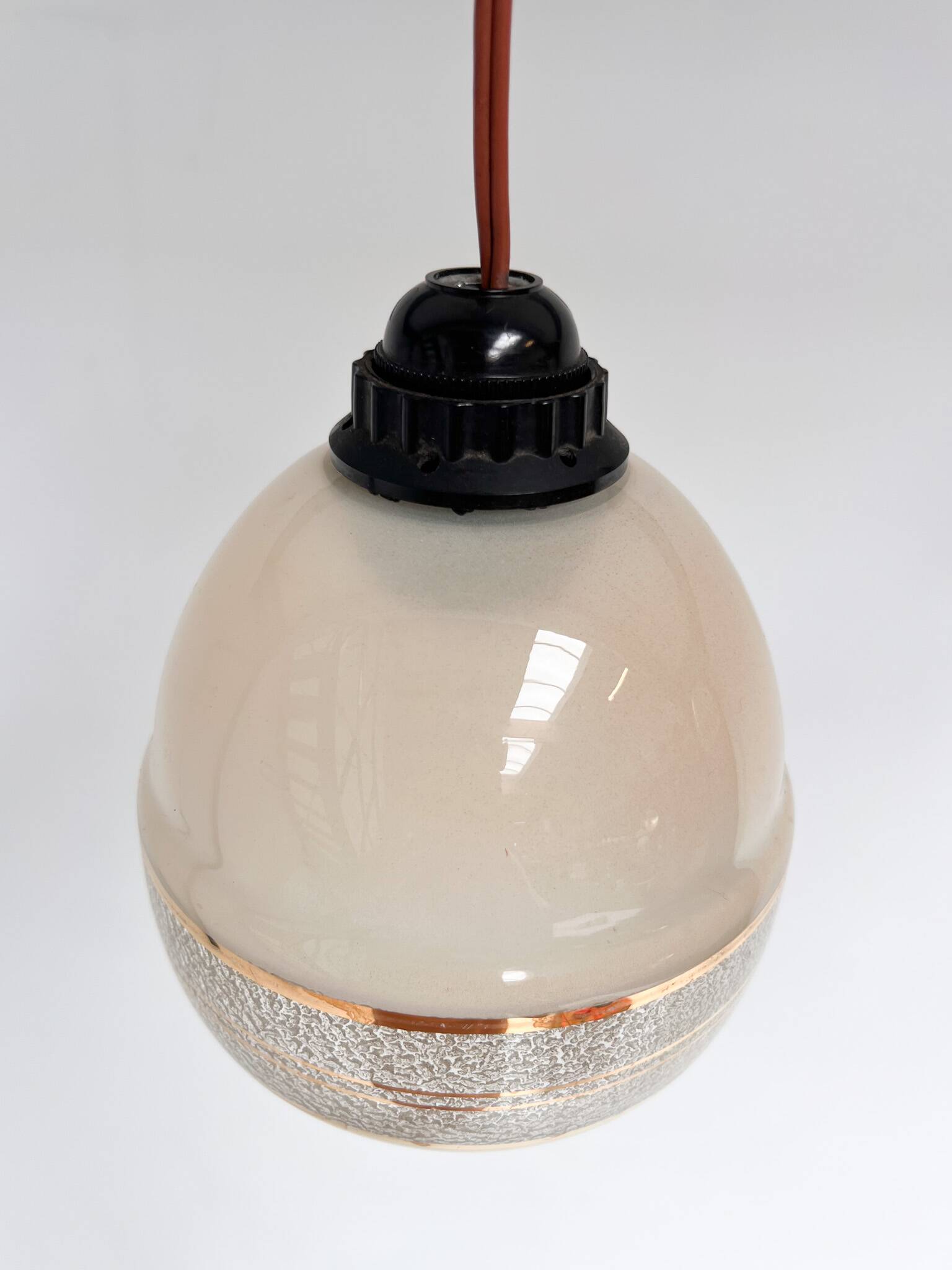 Set of 2 beige with gold colored ceiling lamps, 1960s