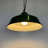 Industrial British Green Enamel Factory Pendant Lamp, 1960s