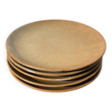 5 assiettes en dessert en grès beige