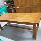 LOT Solid Oak Country Table and 6 Straw Seated Chairs