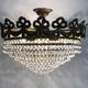 Old chandelier, bronze crown ceiling lamp, 8 floors, 4 lights, glass grapevines, year 70/80