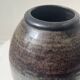 Brown-black glazed stoneware vase, signed underneath the base, circa 1950.
