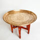 Moroccan tea table in brass and wood from 1960-1970.