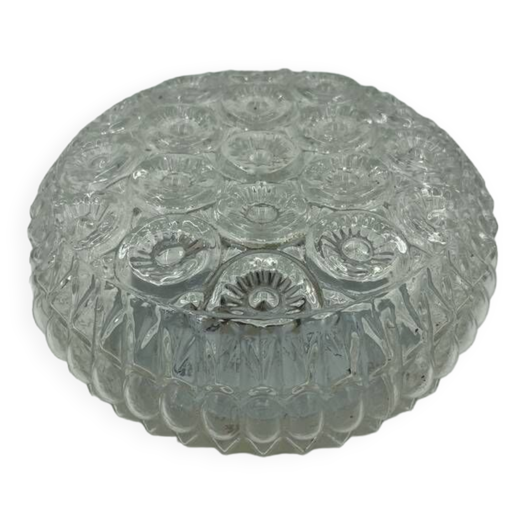 Molded glass ceiling light with relief