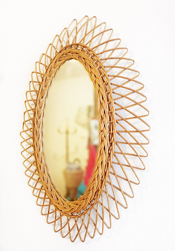 Sun 36x55cm rattan mirror