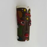 Masque mural vintage art populaire brésilien de MOURA en argile