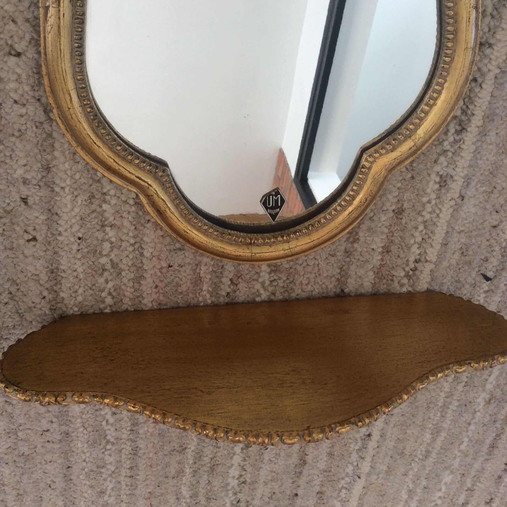 Mirror set and gilded wooden console