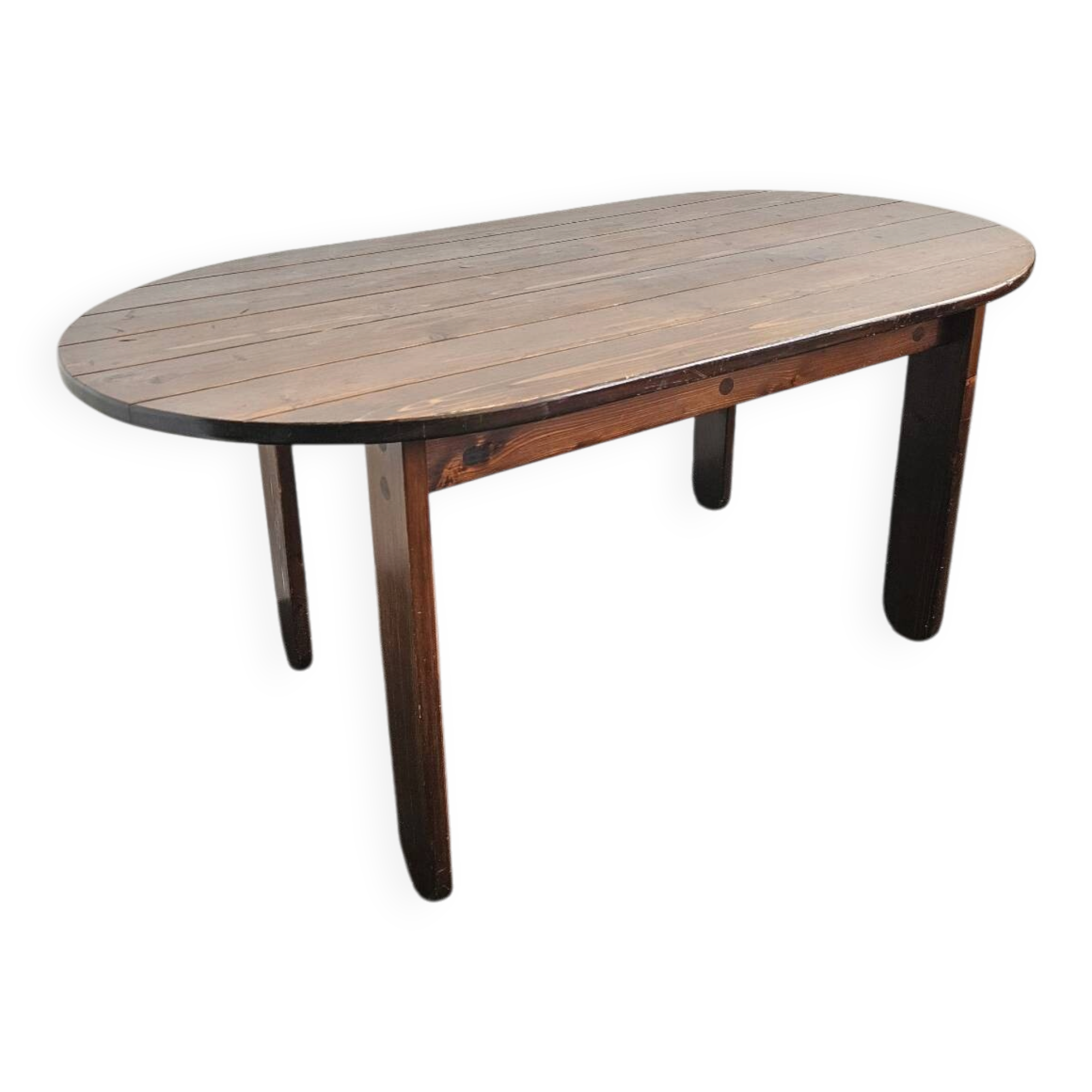 Stained Solid Larch Dining Table for Six by Mária Szedleczky, 1970s