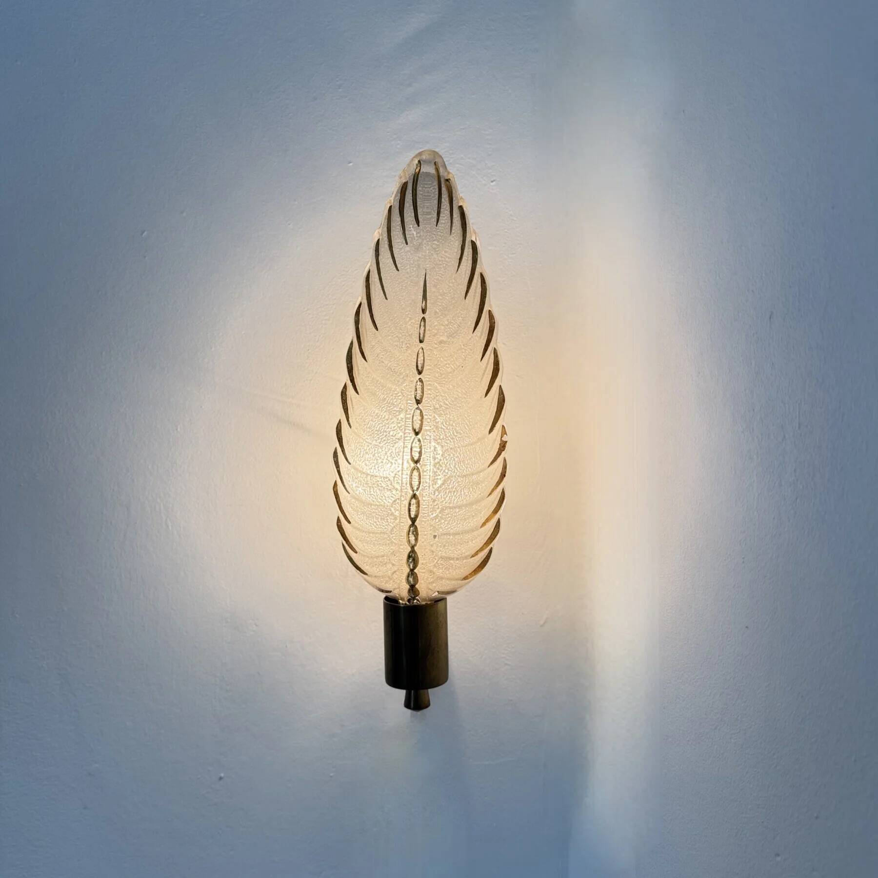 Art Deco brass and glass sconce by Ezan, France, 1940s