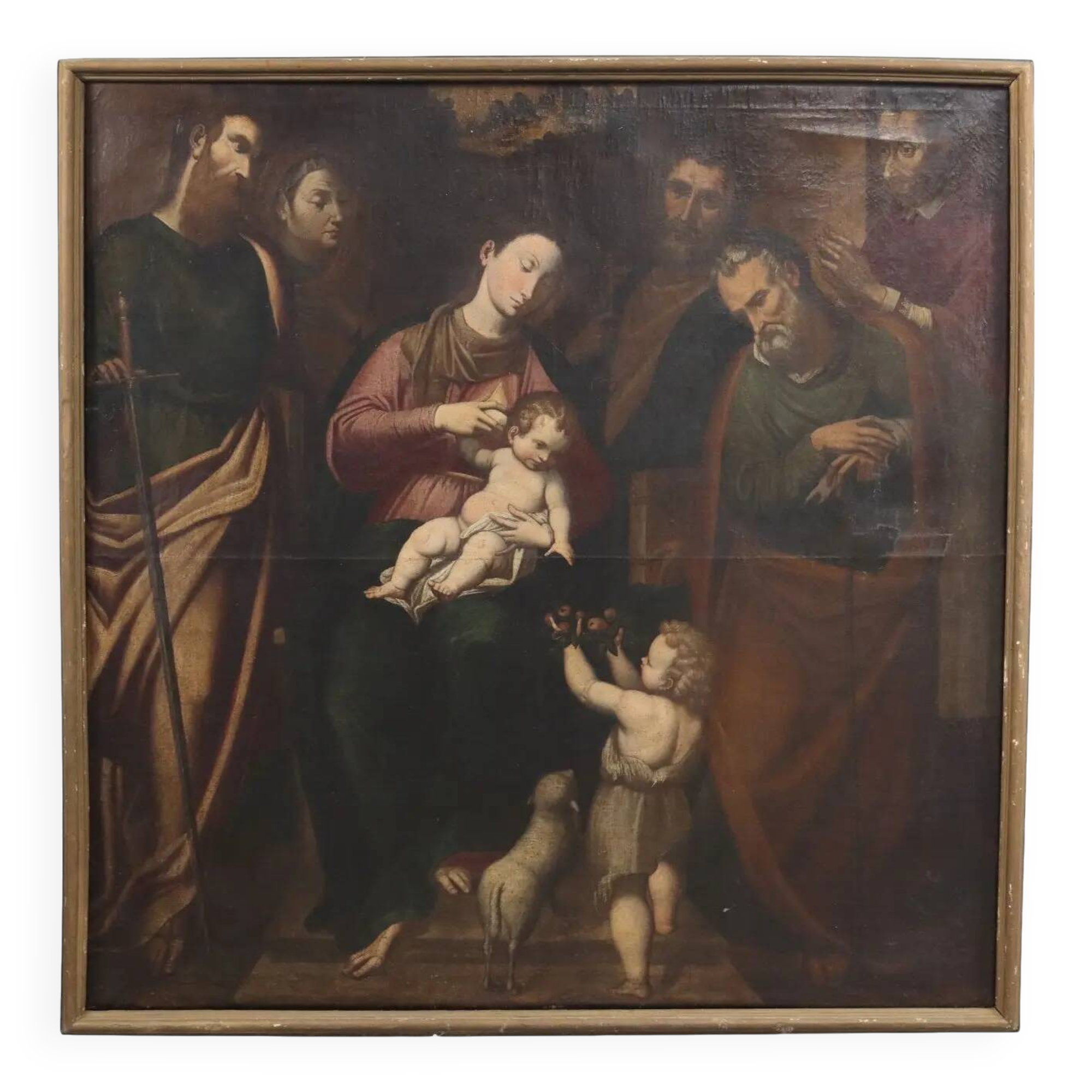 Ancient painting with a religious subject, oil on canvas, Italy, 17th century.