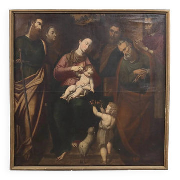 Ancient painting with a religious subject, oil on canvas, Italy, 17th century.
