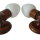 Ensemble d'applique murale support bois et globe opaline blanche vintage