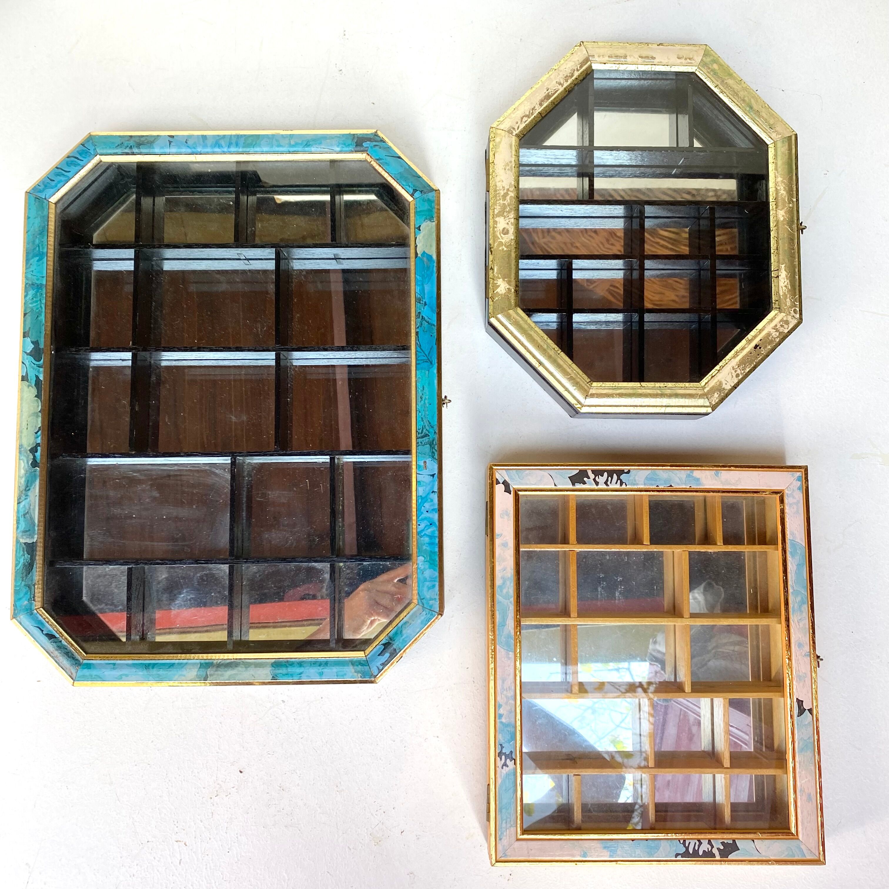 Vintage wall display cases