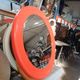Vintage orange round mirror SYLA – Pop Art / Space Age 70s – Ø 46 cm