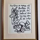 Screenprint after Jean Dubuffet framed under glass 25 cm by 31 cm
