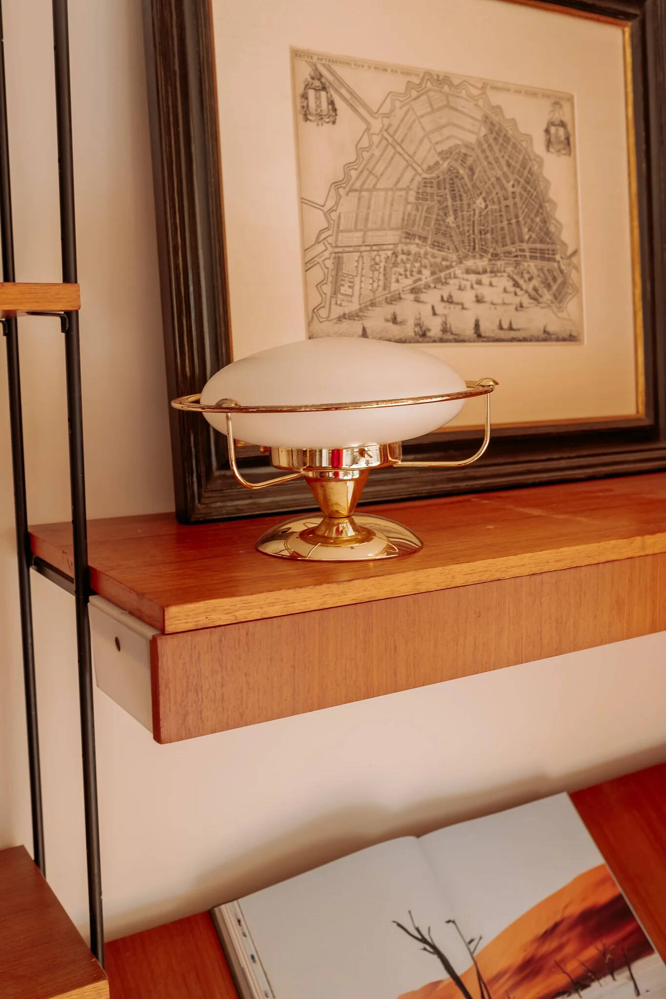 Vintage ceiling light Steinhauer with opal glass