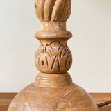 Vintage lamp carved wood and fabric
